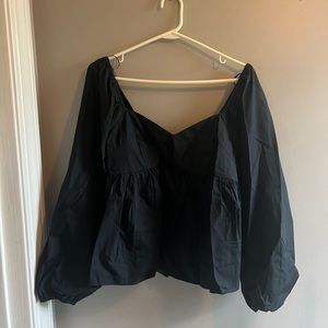 Banana Republic Black Puff-Sleeve Peasant Top